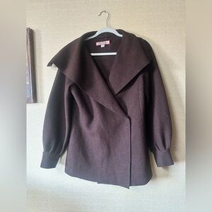 Beyond Threads Brown Alpaca Wool Felt Asymmetrical Jacket Coat Sweater